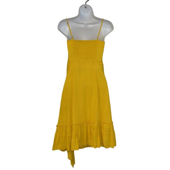B0 DEREK LAM 10 CROSBY Marigold Cotton Ruffle Asymmetrical Hem Cami Dress Sz 4 - Picture 4 of 6